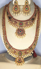 Gleaming Antique sequence red stone Haram set