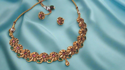 Modern Jewellery Gold plated Flower leaf sequence