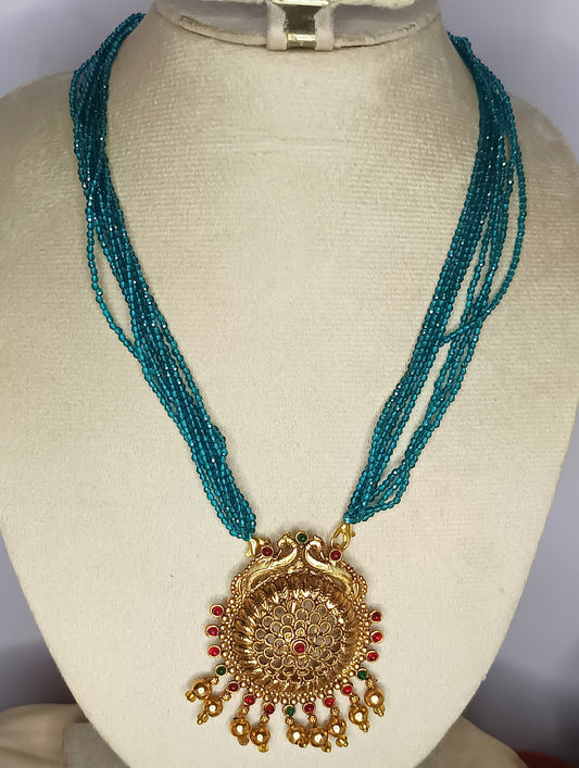 Rama Blue Crystal bead pendent Chain