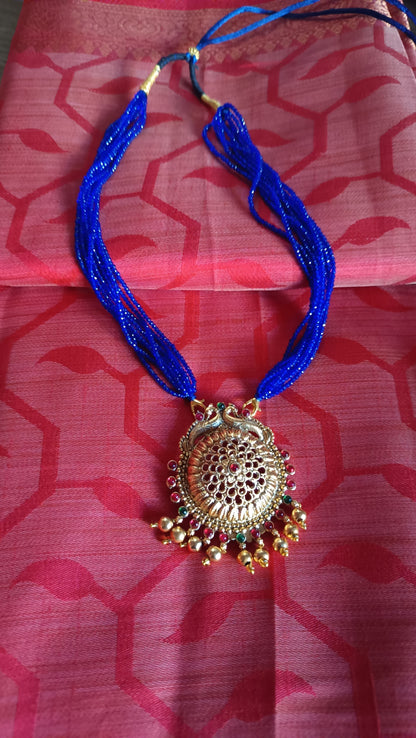 Indigo Blue Crystal bead pendent Chain