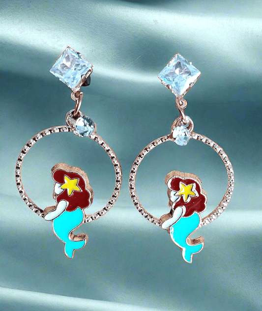 Trendy multicolor cute Mermaid earrings will make a perfect gift for your girlfriend, daughter, sister..! Trendy mermaid shiny earring with korean western stylish danglers. PunnagaiDJ