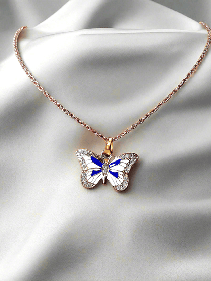 gold plated AD stone butterfly rose gold chains
Enamel Butterfly Charms Handmade Insect neck chains
Girls college party
