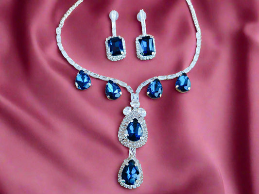 Alluring  Rhodium plated American diamond Necklace set