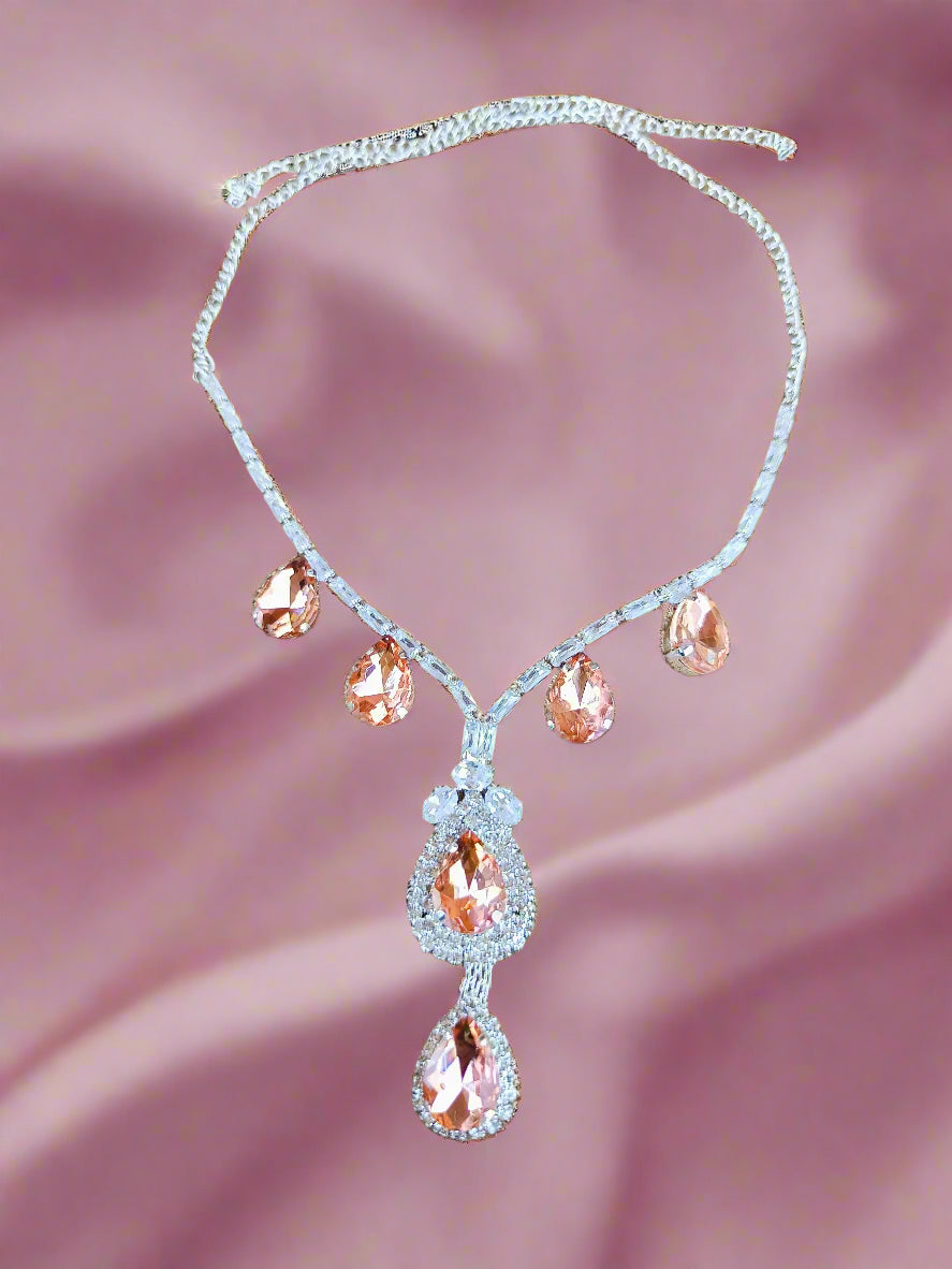 Alluring  Rhodium plated American diamond Necklace set