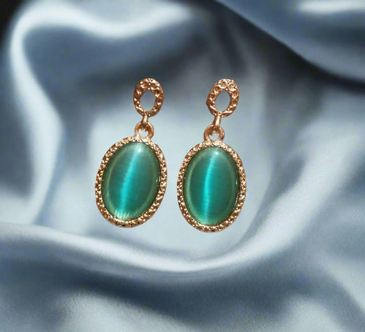 Dainty Emerald Green Stud Statement Earrings, Emerald Green Teardrop Earrings, Royal Green Earrings, Wedding Jewelry, Bridesmaid Gift BELK007f-torquoise blue-Rosegold-PunnagaiDJ